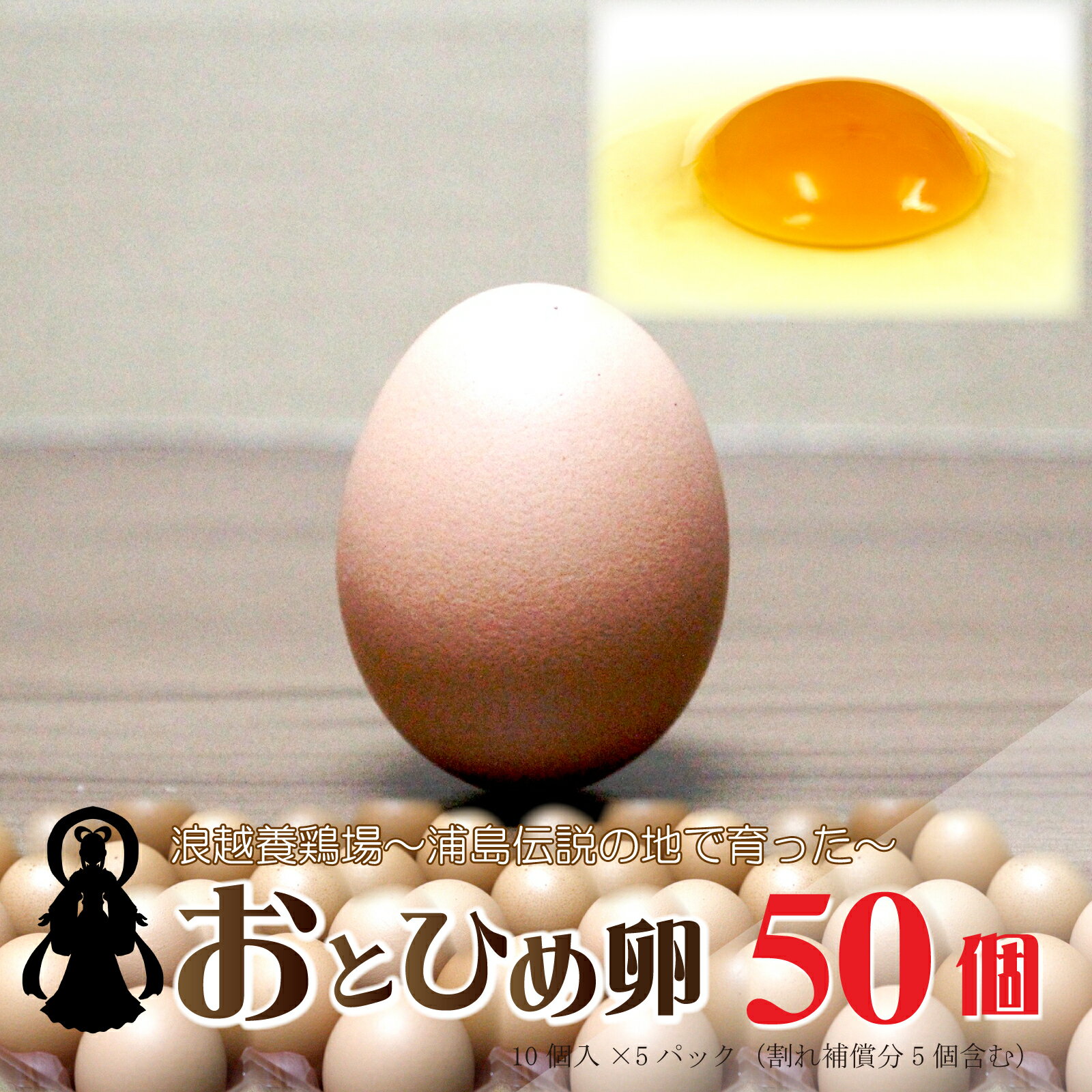 【ふるさと納税】 卵 新鮮【おとひめ卵】～父母ヶ浜の夕日～たまご50個（45個＋割れ補償5個） [ おとひめ卵 新鮮 卵 たまご 国産 鶏卵 父母ヶ浜 産地直送 50個セット 割れ補償 高級 新鮮卵 産地直送 高級卵 栄養満点 黄身濃厚 たまごかけご飯 卵料理 ギフト館ふじむら ]