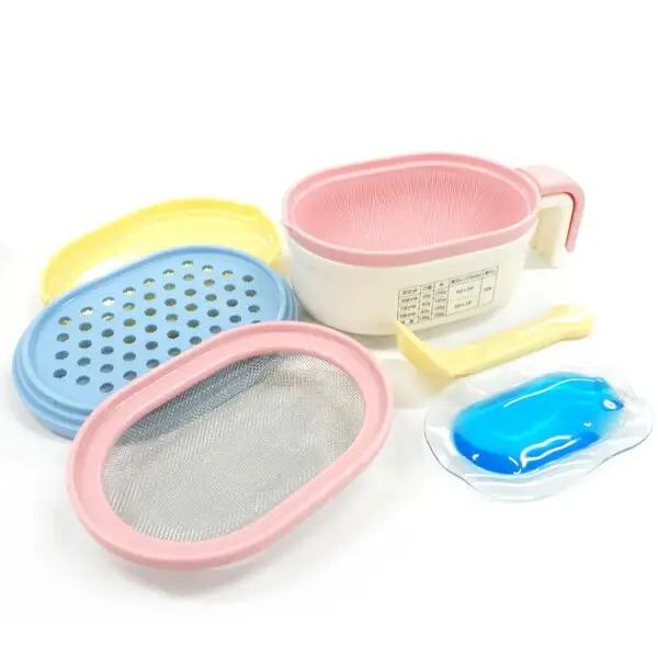 赤ちゃん用品「離乳食調理セット」 ベビー 食事 ベビー用品 電子レンジ 簡単 時短 おかゆ すり鉢 裏ごし おろし 保冷剤 スケーター 10-091