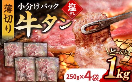 【塩だれ】九州産和牛の牛タン 約1kg（約250g×4パック）長与町/岩永ホルモン [EAX080] 国産 牛肉 和牛 牛 タン 牛タン 塩だれ牛タン 牛たん塩 塩ダレ 味付き ぎゅうたん ギュウタン 薄切り スライス 味付き 塩 焼肉 焼き肉 冷凍 焼くだけ 簡単調理 小分け 真空