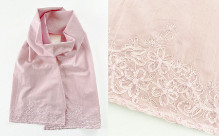 さくら咲く刺繍ストール ピンク | 新潟県 五泉市 ストール