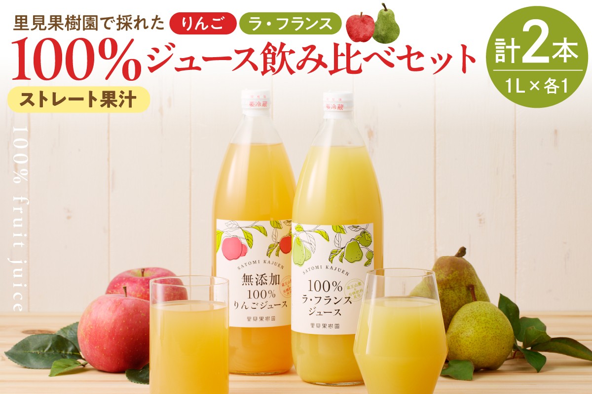 
            ＜飲み比べセット＞里見果樹園で採れたりんごジュースと完熟ラ・フランスジュース　0079-2533
          