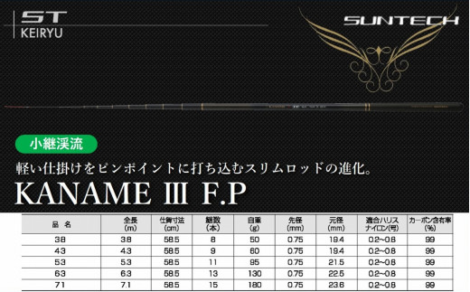【日本製・渓流竿】 KANAME Ⅲ F.P 63（120-3）