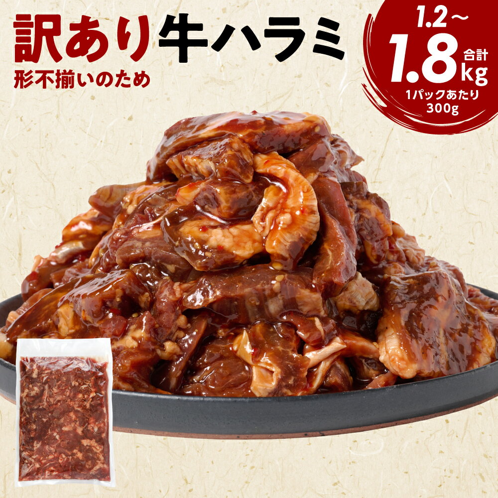 【ふるさと納税】 ★レビューキャンペーン実施中★ 訳あり 牛ハラミ 合計1.2kg～1.8kg 【選べる内容量】 牛肉 ハラミ ハラミ肉 ハラミ切り落とし ハラミ丼 タレ漬け ご家庭向け 真空 小分け 冷凍 海外産 送料無料