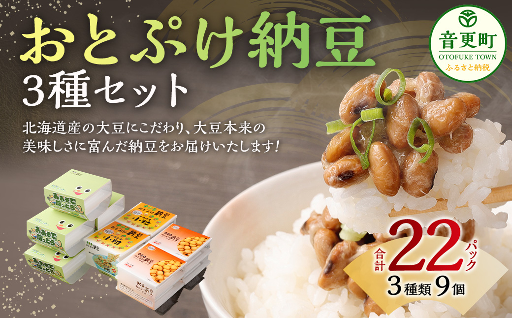 おとぷけ納豆 3種セット（3種 22パック） 【B72】 なっとう セット