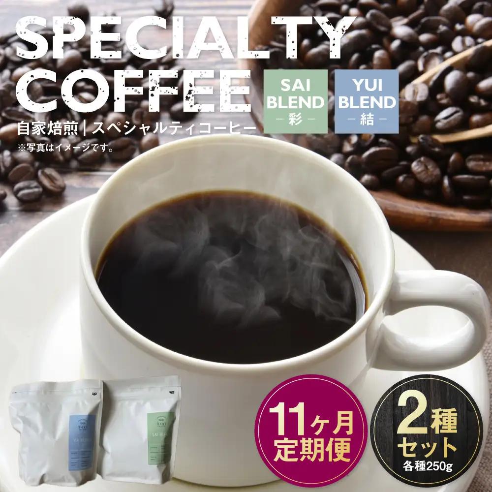 【定期便11ヶ月】自家焙煎スペシャルティコーヒー豆 250g×2種 | コーヒー豆 自家焙煎スペシャルティコーヒー ギフト 詰め合わせ