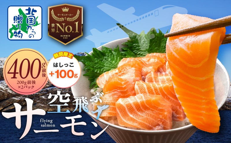 010B1647-2 【期間限定】アトランティック サーモン 400g＋はしっこ100g【フィレ エコパック 小分け 200g×2パック 訳あり サイズ不揃い 刺身 さーもん 冷凍 北国からの贈り物】