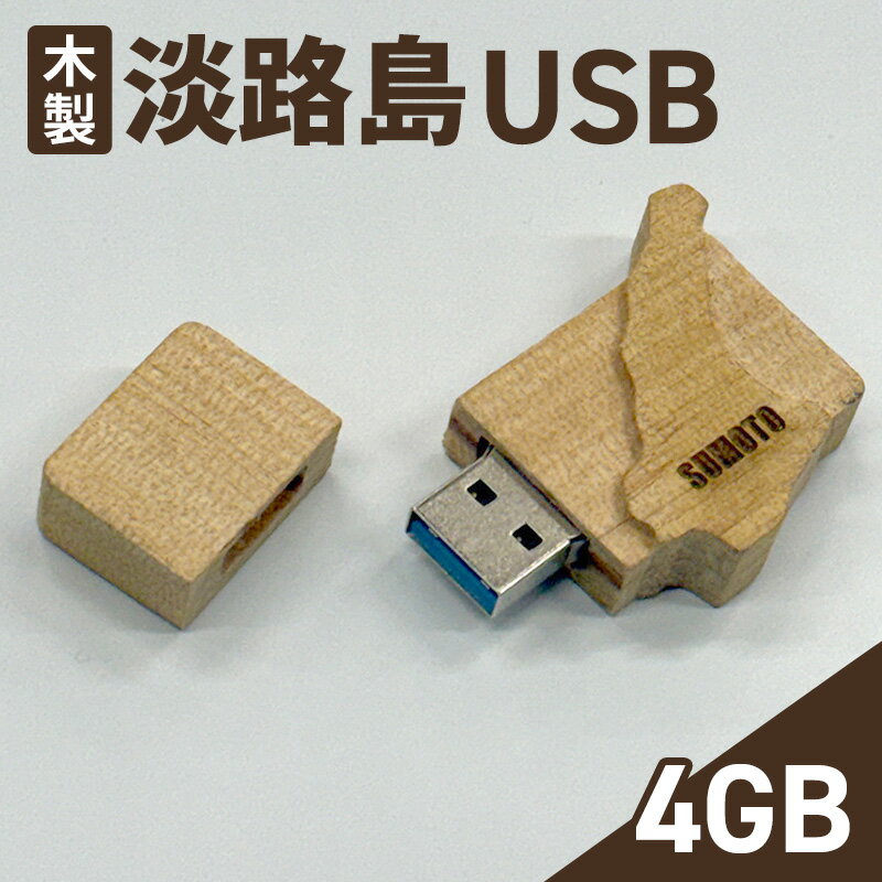 【ふるさと納税】木製淡路島 USB　4GB　USBメモリー パソコン 周辺機器 機器 木製 手作り 兵庫県 洲本市 淡路島