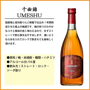 【千曲錦酒造】リキュール720ml×6本　千曲錦UMESHU（北海道・沖縄県・離島は配送不可）信州 長野 佐久 地酒 晩酌