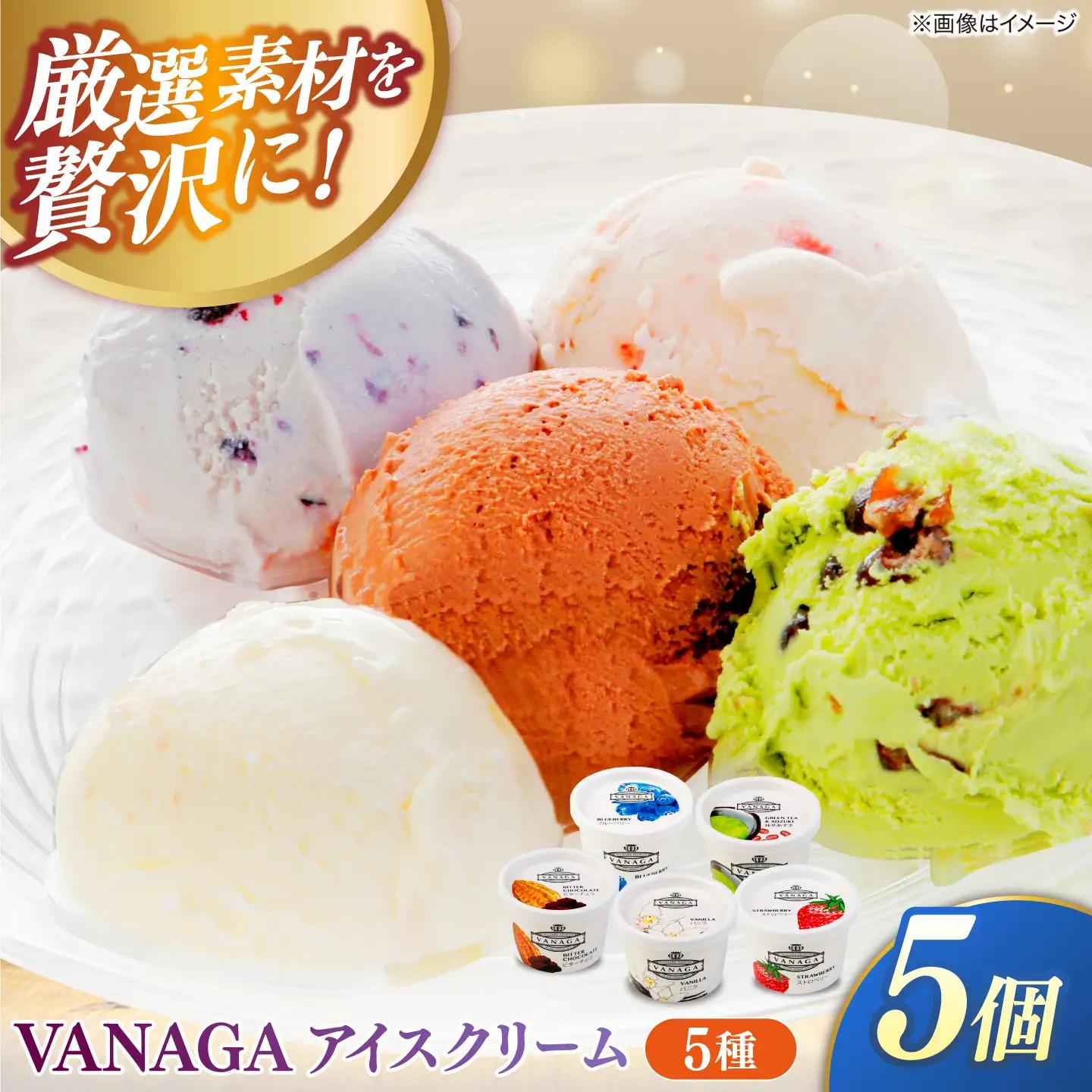 ご褒美アイスにぴったり！VANAGA 5種類のアイスクリーム5個入り 島根県雲南市/木次乳業有限会社[AIBH046]