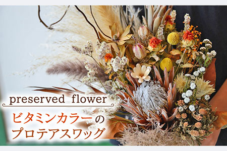 プリザーブドフラワー ビタミンカラーのプロテアスワッグ /はなぜん [UDC002] 花 インテリア