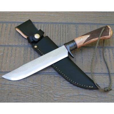 ふるさと納税 南国市 土佐鍛ダマスカス山遊鉈[全曇/チェッカー有/皮ケース(黒)]