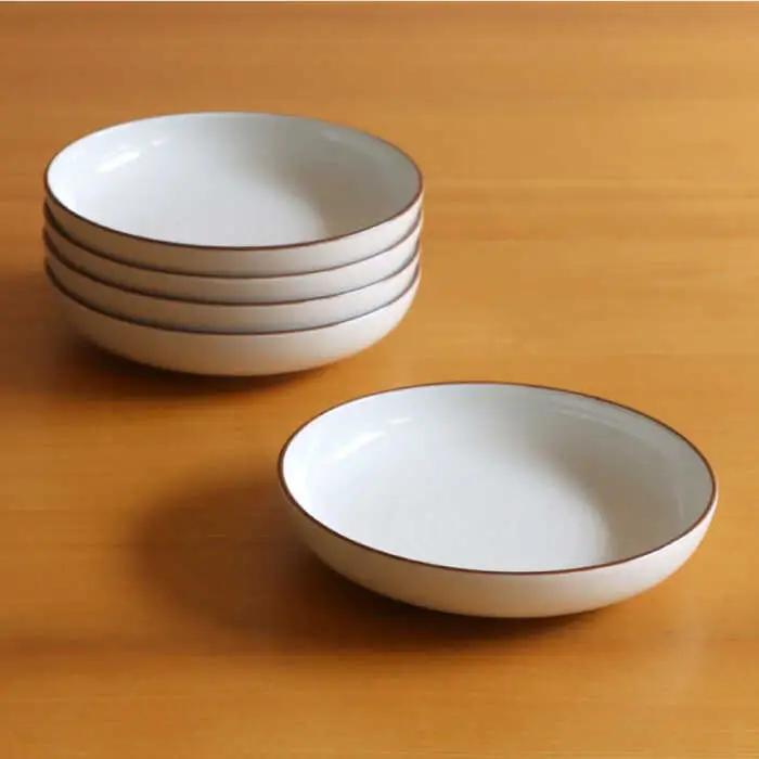 【白山陶器】【定番のシリーズ】白磁千段4.5深皿 5枚セット 食器 皿 【波佐見焼】[TA118] 波佐見焼