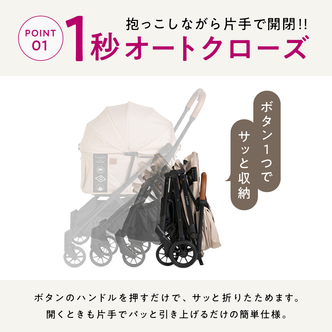 【コムペット】フィカゴー フリー トゥー ゴー 2 グレー（GL）156633 小型犬用 ドッグカート combi コンビ ペットカート FikaGO 1秒自動収納 コンパクト収納 自動収納ペットカー