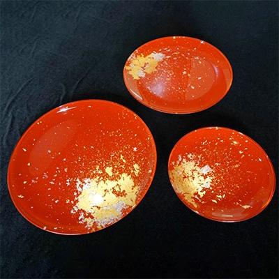 ふるさと納税 海南市 フラットプレートM×1枚　古代金箔本朱 |  | 02