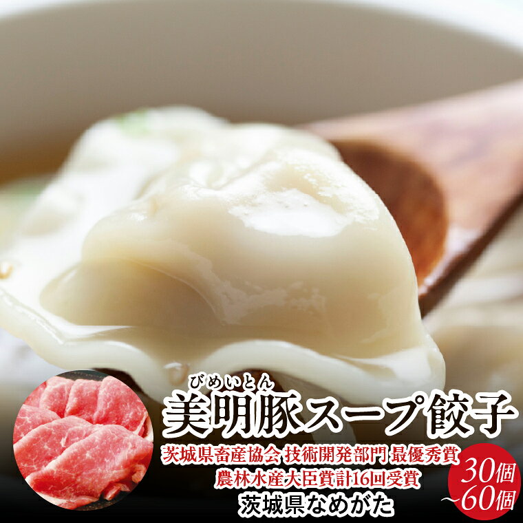 【ふるさと納税】【選べる内容量】【2026年2月以降より順次発送】美明豚スープ餃子 1袋 or 2袋(和風醤油スープ)｜餃子 ぎょうざ ギョウザ スープ餃子 美明豚 茨城県 行方市(HJ-6)