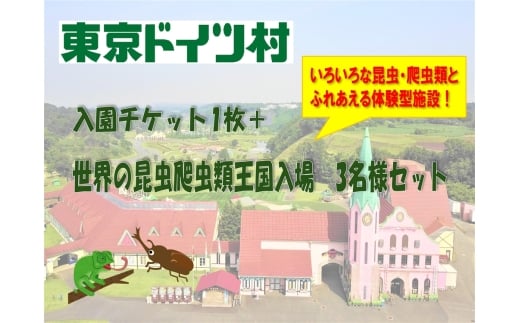 東京ドイツ村 入園チケット 1枚＋世界の昆虫爬虫類王国 1日入場引換券 3名様分｜旅行 観光 日帰り 泊り あそぶ 立ち寄り スポット デーマパーク レジャー チケット 見どころ アクアライン 房総 千葉 [0603]