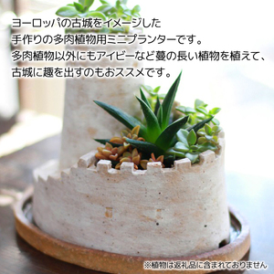 多肉植物用 ミニプランター（ 古城 ）【長内工房】 多肉植物 観葉植物 プランター 植木鉢 フラワーポット 鉢 はち うえきばち 受け皿 鉢皿 陶芸 北欧風 ガーデニング 園芸 フラワーアレンジメント