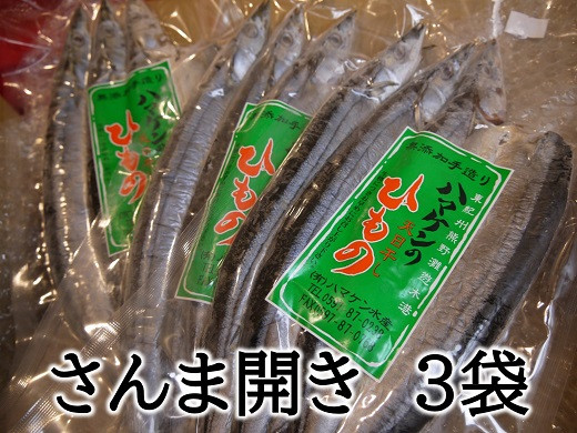 
            定置網のハマケン水産【さんま開き9枚☆無添加】3枚入り×3P ひもの 干物 サンマ【kmkn0105】
          