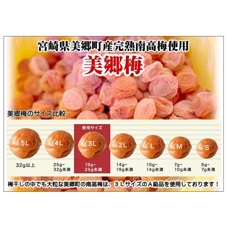 南高梅 梅干し 美郷梅 昆布 200g×2 3Lサイズ 塩分控えめ A級品 [農林産物直売所 美郷ノ蔵 宮崎県 美郷町 31ab0109] 国産 宮崎県産 美郷産 常温 送料無料 贈答品 父の日 母の