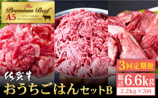 
【全3回定期便】佐賀牛 おうちごはんセットB ( 切り落とし 1kg・ミンチ 600g・牛すじ 600g ) 【山下牛舎】 [HAD125]
