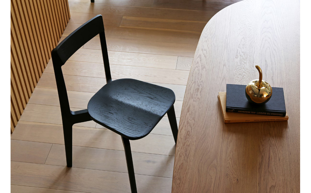 【開梱設置】高野木工 RIALTO CHAIR リアルト チェア オーク(黒塗装) 板座 【10年保証】