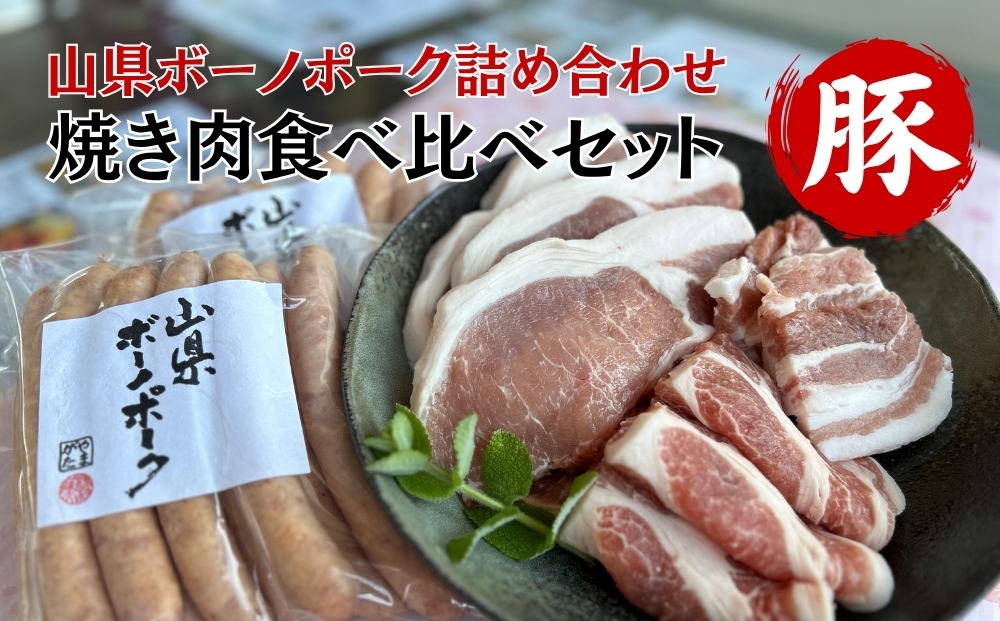
                  山県ボーノポーク詰め合わせ『焼き肉食べ比べセット』 [No.777] ／ 豚肉 ロース 肩ロース バラ ソーセージ 岐阜県 特産品
                