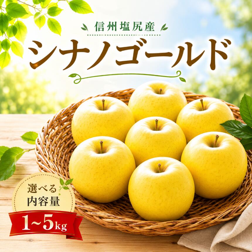 【ふるさと納税】りんご シナノゴールド 家庭用 約1kg 3kg 5kg 選べる 山本農園 2026年先行予約 10月末から4月順次発送予定 信州塩尻産 黄色いりんご シャキシャキ 甘みと酸味 りんご3兄弟 林檎 果物 くだもの フルーツ 長野県 塩尻市
