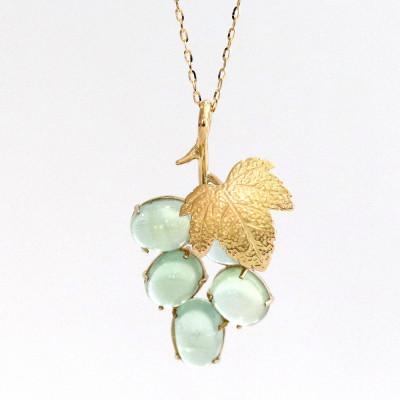 ふるさと納税 山梨市 K18ぶどう石(プレナイト)「シャインマスカット」ペンダント【45cm】 |  | 02