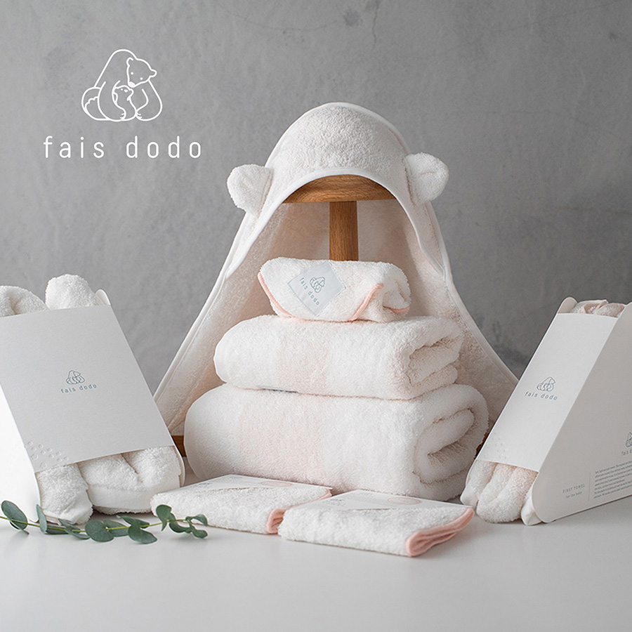 ＜Shinko Towel＞fais dodo出産準備ファーストタオル8点セット／PINK（かごトランク入）