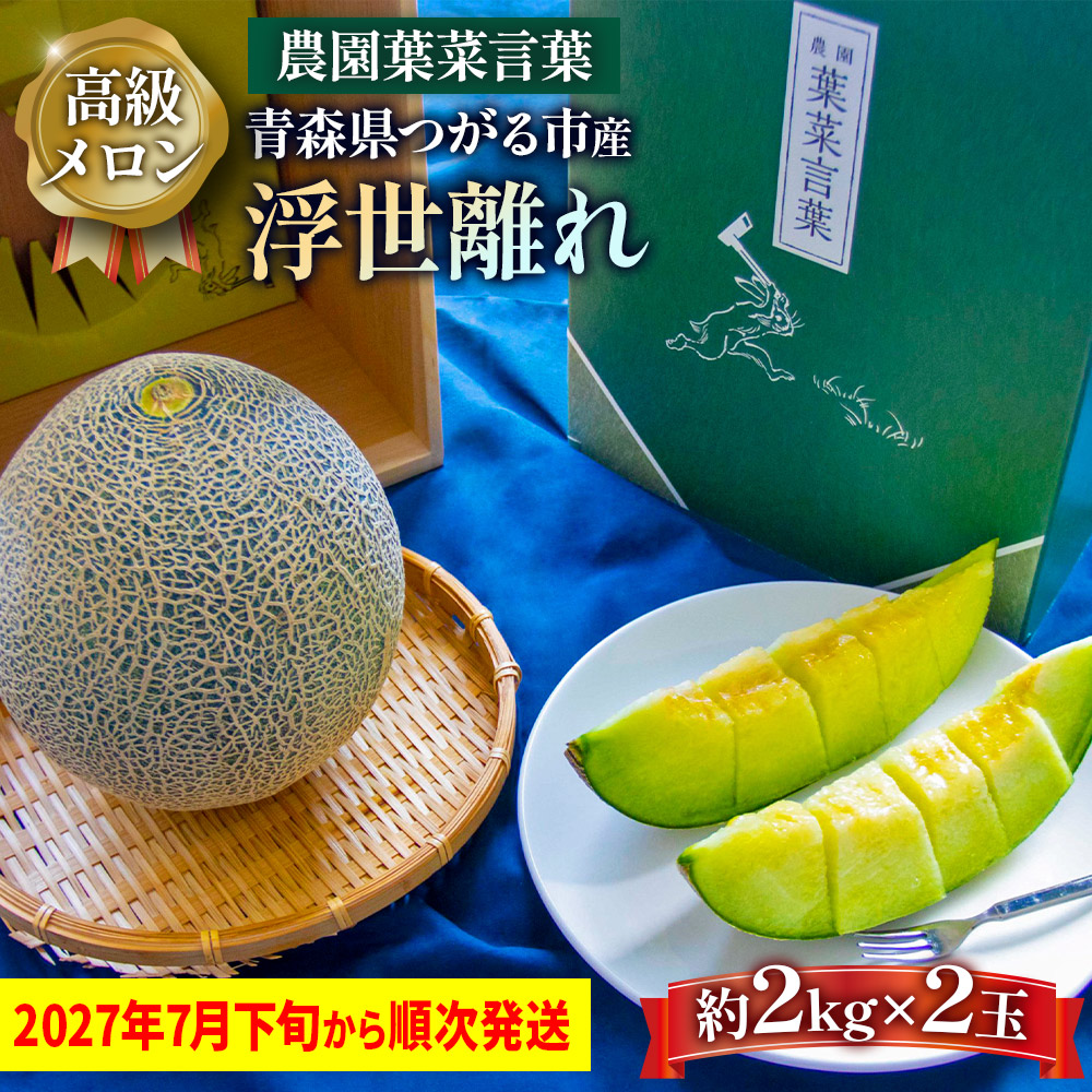 高級 メロン『浮世離れ』2玉【2027年7月下旬から8月上旬まで順次発送】一度は食べてみたい！市場に出回らない｜青森県 青森産 津軽 つがる めろん メロン 果物 フルーツ 夏メロン 青森メロン [0892]
