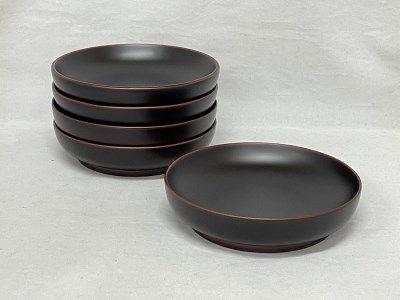 銀溜5寸会席皿 5入【佐藤商事】[D5506]