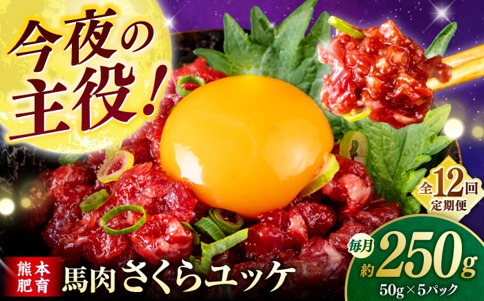 
            【全12回定期便】馬肉さくらユッケ 250g ( 50g × 5 ） 【合同会社　長岡フーズ】 [ZFR020]
          