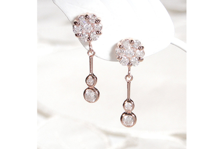 ピアス K18PG ピンクゴールド ダイヤモンド 【0.9ct】フラワー 花 揺れるピアス 振り子 スタッドピアス【f232-k18pg】 [株式会社オーダーメイドジュエリーメイ 山梨県 韮崎市 20