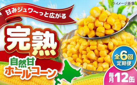 【全6回定期便】【北海道産】 自然甘ホールコーン 12缶(C7号缶)  コーン コーン コーン コーン コーン [AJAG029]