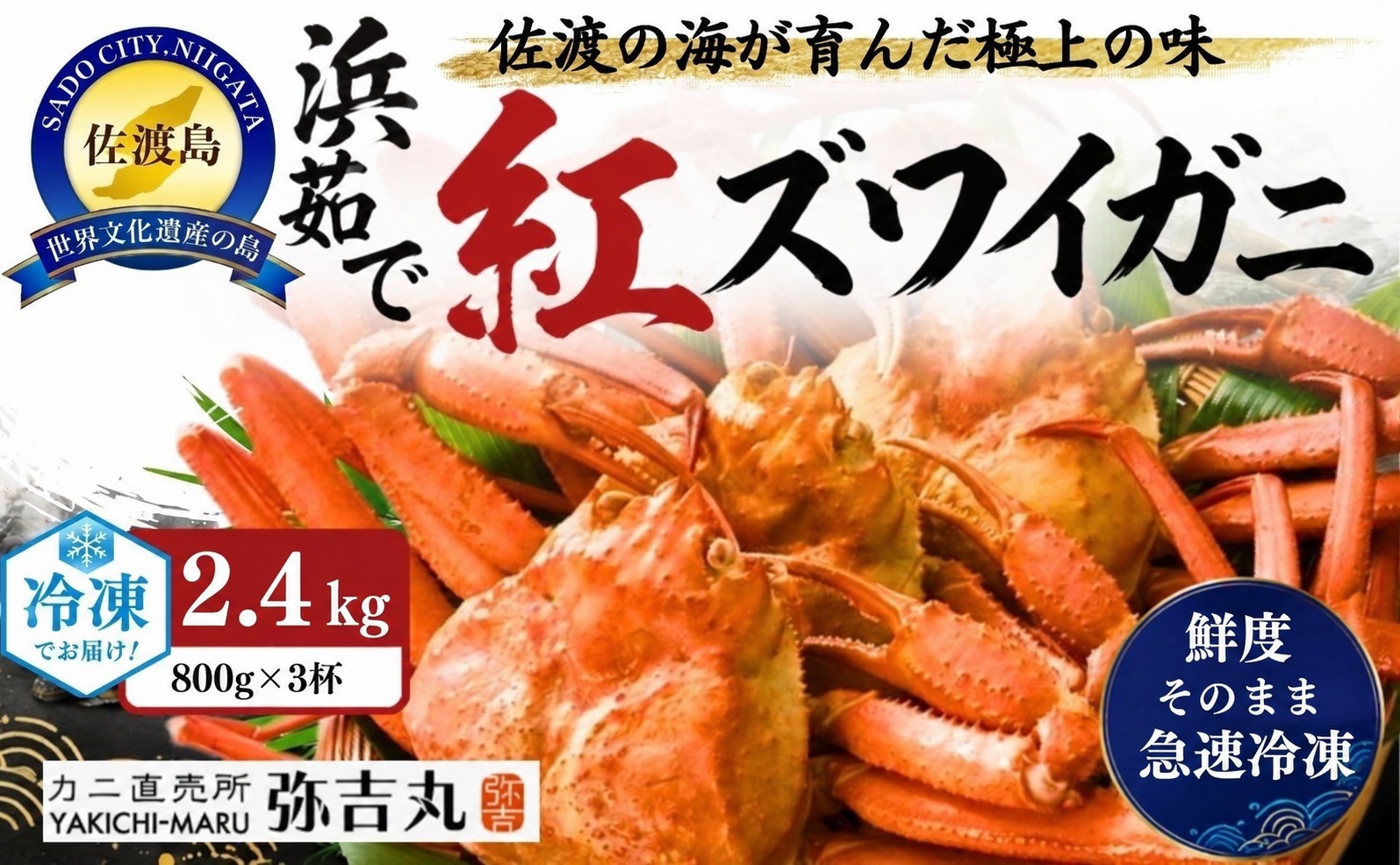 佐渡島産 浜茹で紅ズワイガニ 1杯800g×3杯 冷凍 産地直送 解凍後そのまま | 新潟県産カニ 佐渡産カニ 佐渡島産ずわいがに 紅ズワイガニ 紅ずわいがに ベニズワイガニ ズワイガニ カニ 蟹 かに ボイル 浜茹で 海鮮 魚介 魚介類 にいがた さど 新潟県 佐渡市
