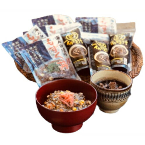 【ふるさと納税】【読谷村漁業協同組合】もずく丼5パック・イカスミ汁3パック