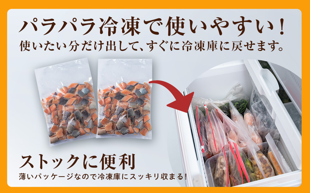 サイコロサーモン 600ｇ×3袋 合計1.8kg 秋鮭ダイスカット さけ サケ 冷凍 魚