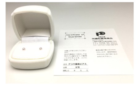 K18 アコヤ真珠 3.5-4.0mm ピアス 真珠 パール