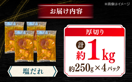 厚切り 牛タン 塩だれ 約250g×4パック 計約1kg 小分け 個包装 味付け タレ たれ 高知県 お肉 牛肉 贅沢 焼き肉 BBQ バーベキュー 訳あり わけあり ワケアリ 牛たん 【焼肉寛十郎】