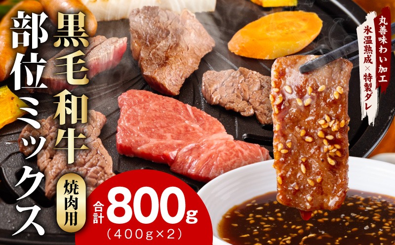 mrz0508 【スピード発送】黒毛和牛 部位ミックス 焼肉用 800g【400g×2P 氷温熟成×特製ダレ 小分け 牛肉 黒毛和牛 簡単調理 訳あり】
