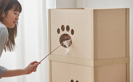 キャットタワー 低め 段ボール ねこねこタワー 3段 P-NT3