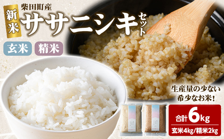 【令和7年産】ササニシキ 精米 玄米 セット 合計6kg（玄米4kg/精米2kg） 柴田町産 お米 おこめ 米 コメ 白米 ご飯 ごはん おにぎり お弁当 【しばたの未来株式会社】sh012
