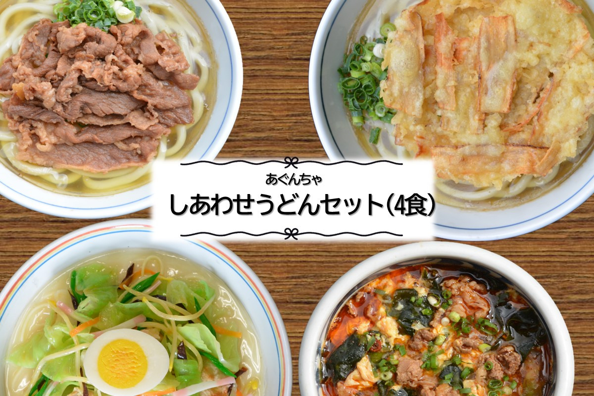 
うどんそば処 あぐんちゃ 冷凍 しあわせうどんセット（4食）【A8-053】

