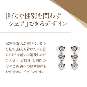 アクセサリー ピアス 3連ベゼル ゴールド sh8-2 ピアス