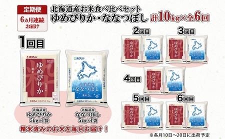 食べ比べセット ゆめぴりか ななつぼし 精米 北海道産 食べ比べセット【10kg(5kg×各1袋)】【定期便 6ヵ月連続6回】