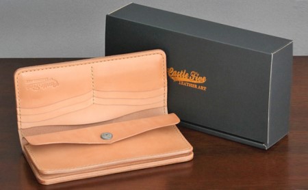 レザー二つ折財布ロング（黒・茶・ナチュラル）サイズ200×95×18mm 黒