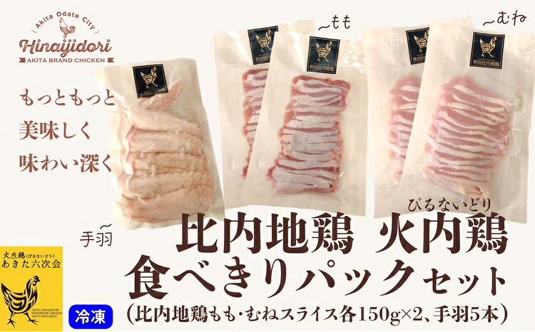 【ふるさと納税】比内地鶏 火内鶏 食べきり パック セット 小分け 日本三大 美味鶏 東北 秋田 大館 ギフト 贈り物 プレゼント 冷凍 送料無料【(株)あきた六次会】