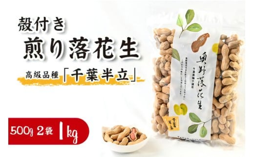 奥野農園 殻付き煎り落花生 (高級品種「千葉半立」) 計1kg [500g×2袋]｜産地 直送 茹で 落花生 大粒 ピーナッツ 贈り物 ギフト お歳暮 千葉 房総 袖ケ浦 [0575]