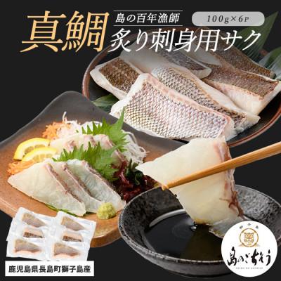 ふるさと納税 長島町 獅子島産　百年漁師の真鯛　炙り刺身サク(約100g×6パック)_gochi-7054R8