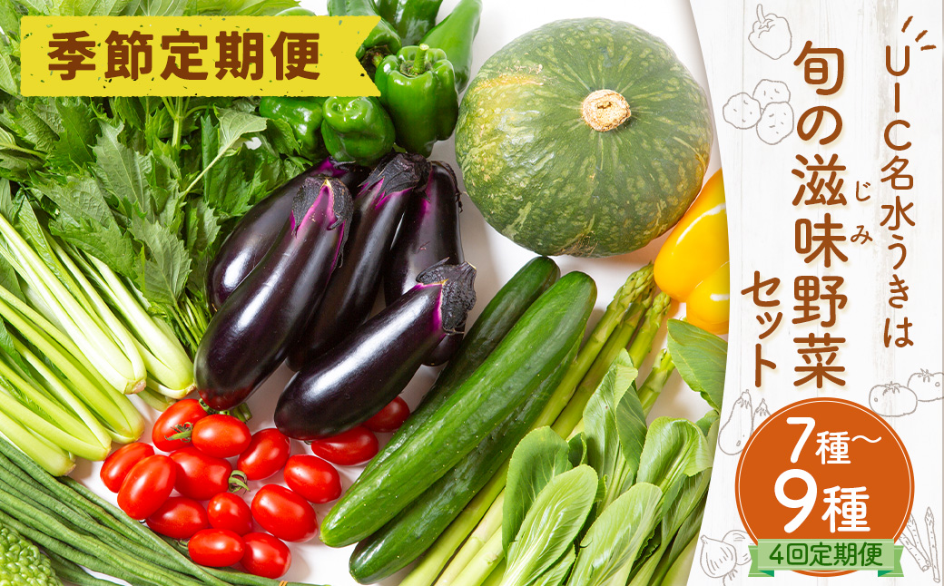 【季節定期便】UIC 名水うきはの無農薬減農薬お野菜セット (季節ごとに1箱×4回=年4回)